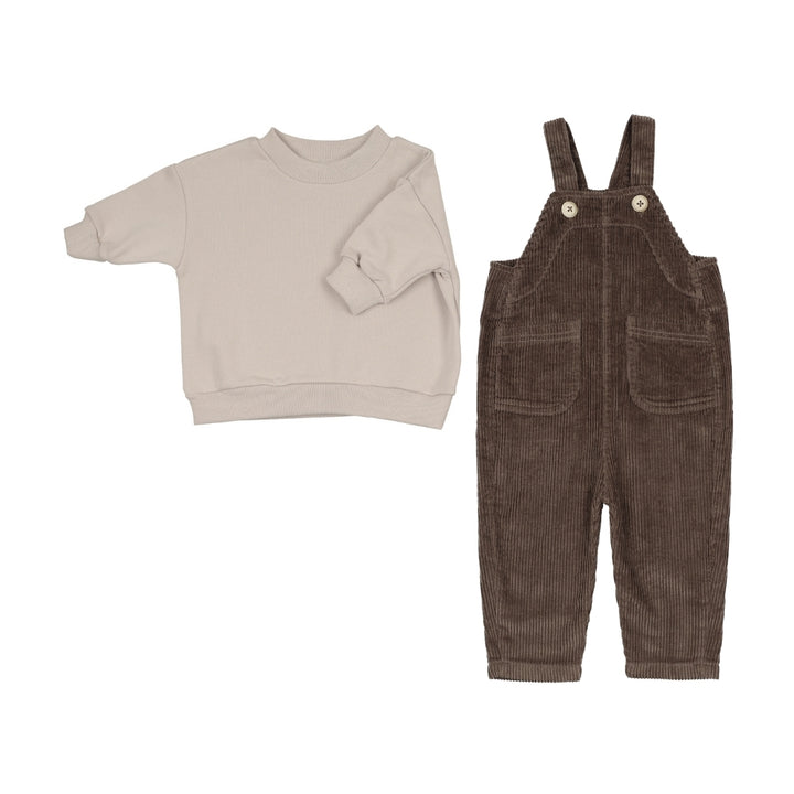 set outfit solid sweatshirt and corduroy overalls - umber