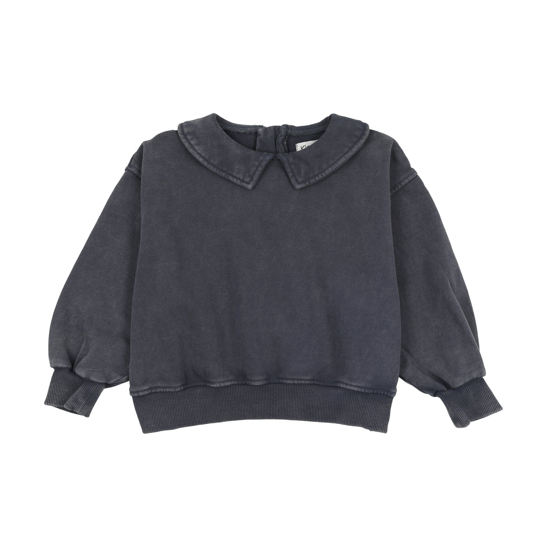 shirt l/s denim round collar - blue denim