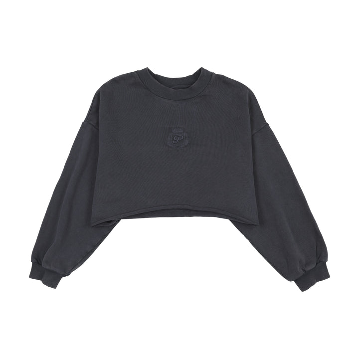 top l/s oversized crest sweatshirt - washed navy