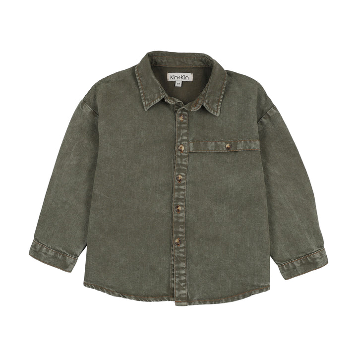 shirt l/s denim - washed green