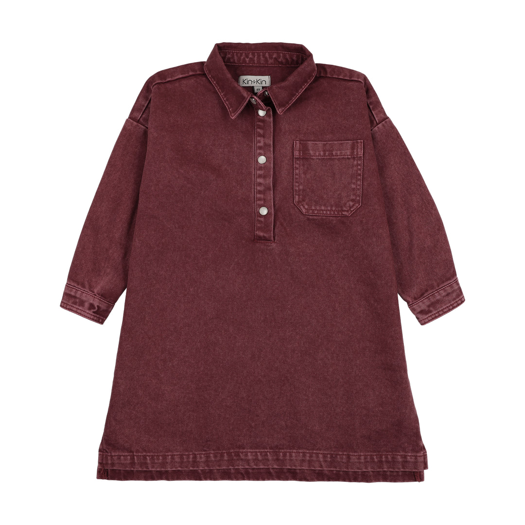 dress denim shirt style with pockets - washed burgundy