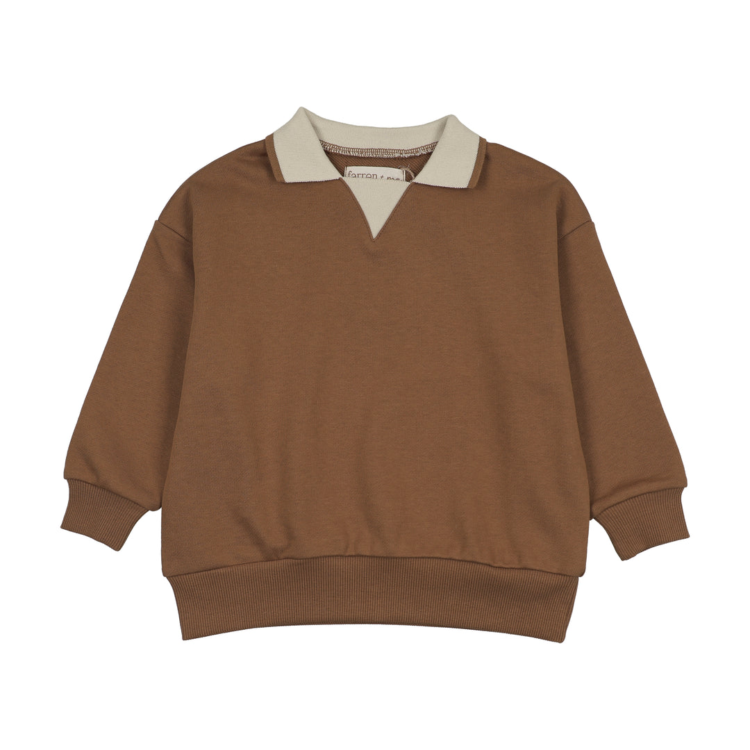 polo l/s tonal collar sweat - ochre