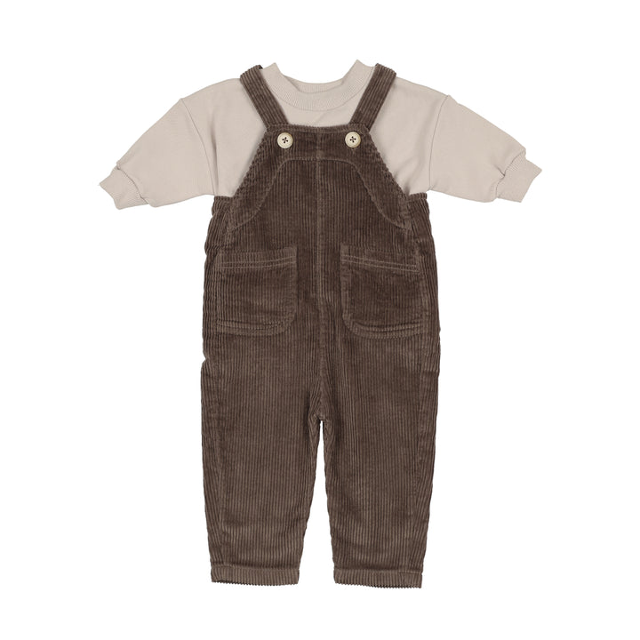 set outfit solid sweatshirt and corduroy overalls - umber