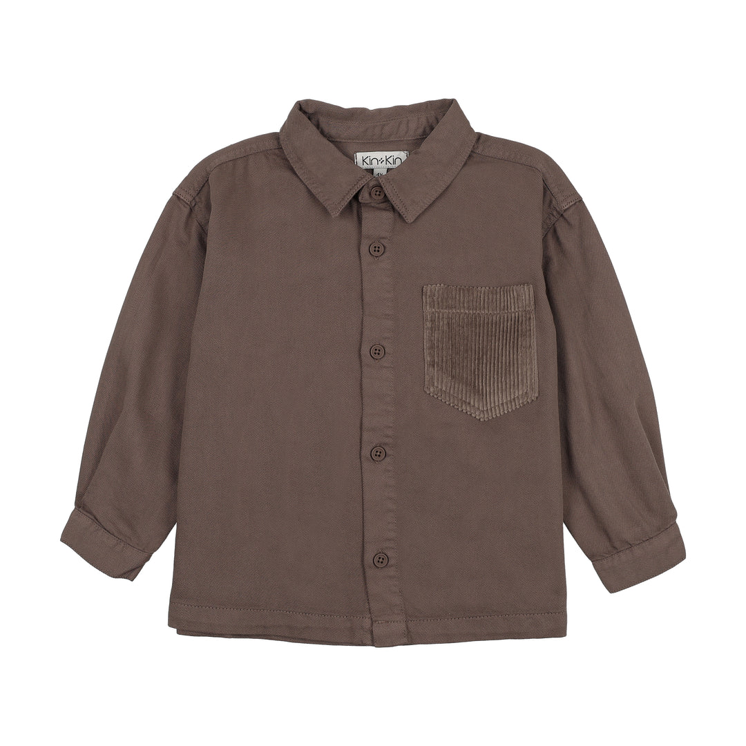 shirt l/s corduroy pocket - umber