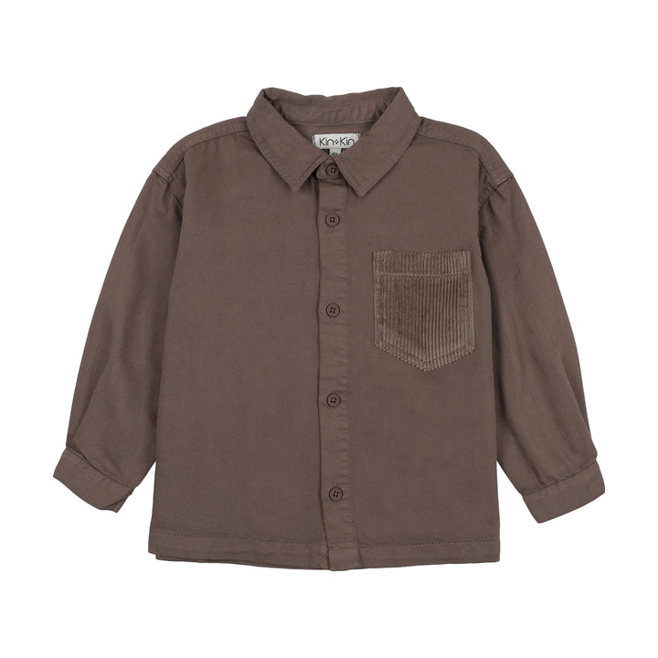 shirt l/s corduroy pocket - umber