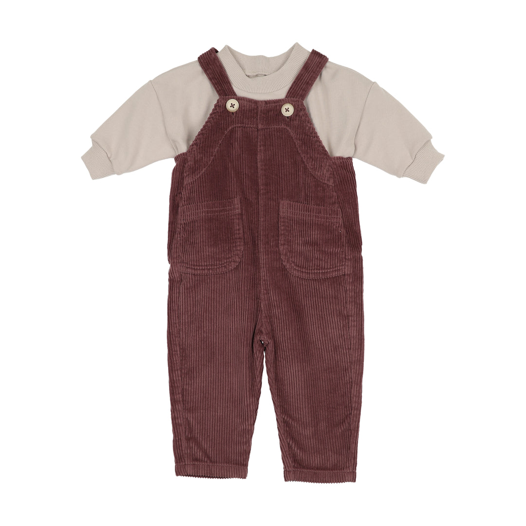 set outfit solid sweatshirt and corduroy overalls - mauve