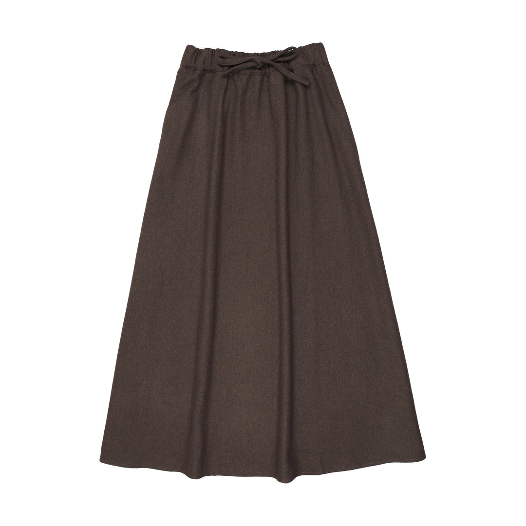 skirt maxi wool drawstring - brown