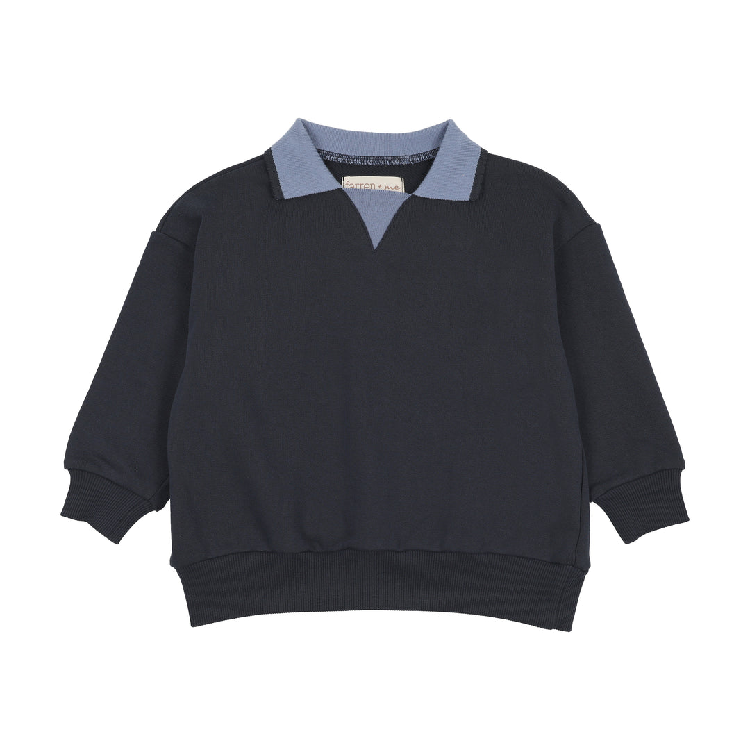 polo l/s tonal collar sweat - medium blue