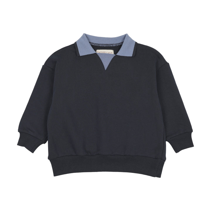 polo l/s tonal collar sweat - medium blue