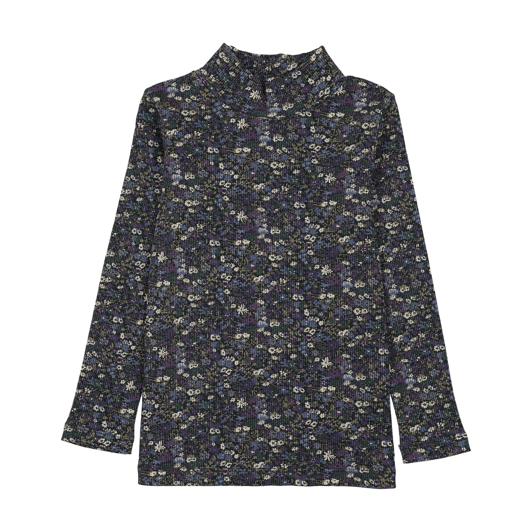 tee l/s ribbed mockneck - navy libery print