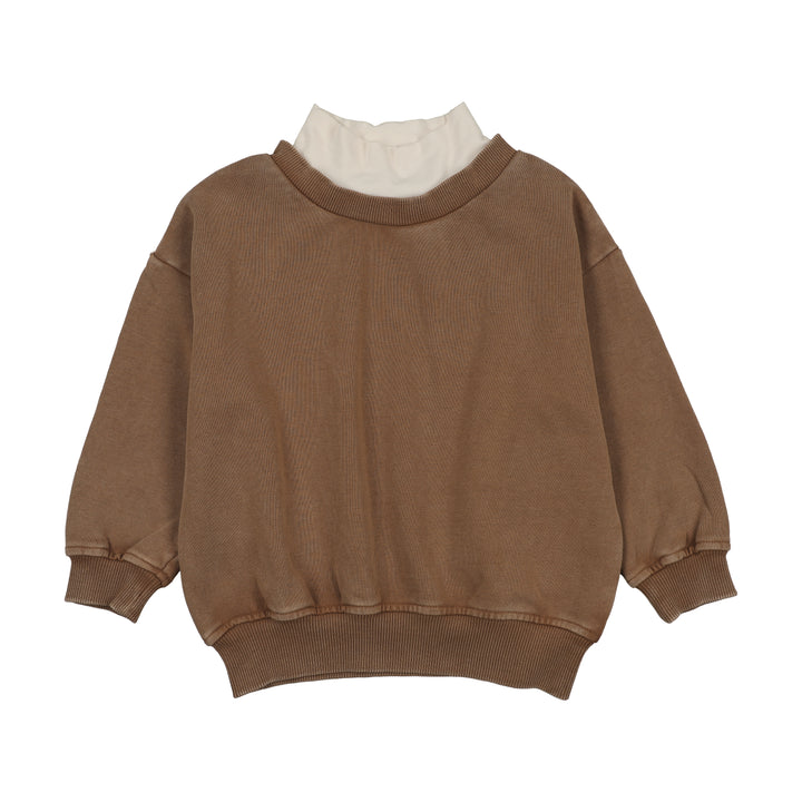 top l/s tonal mockneck sweatshirt - ochre