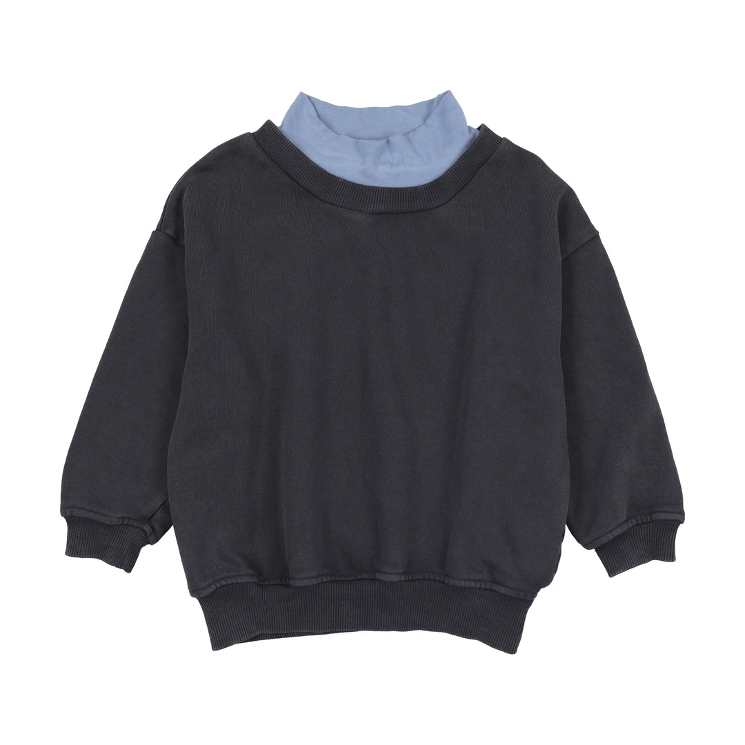 top l/s tonal mockneck sweatshirt - navy