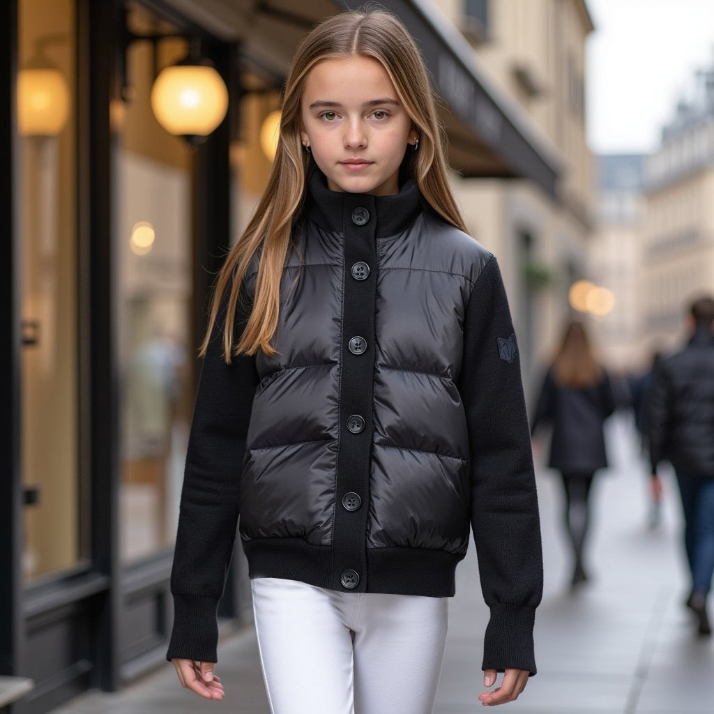 jacket knit puffer with logo back - black