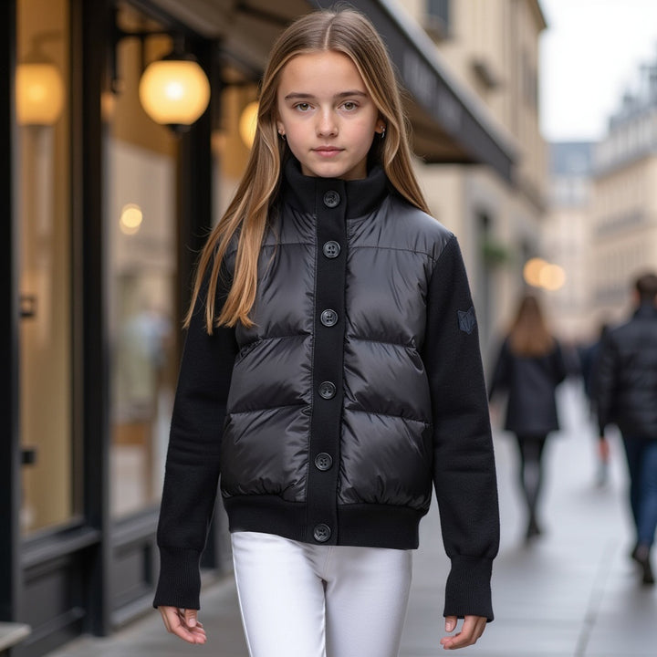 jacket knit puffer with logo back - black