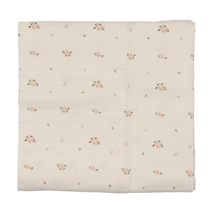 crib sheet rosebud print bassinet - cream/pink