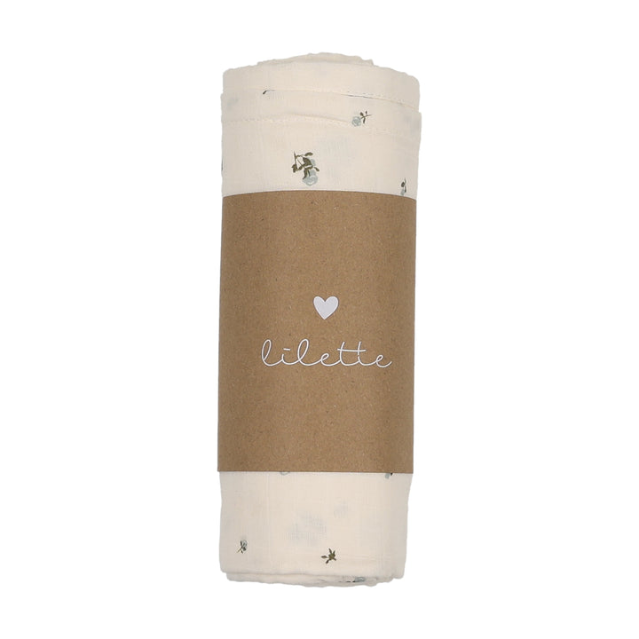 swaddle floral print - cream/blue