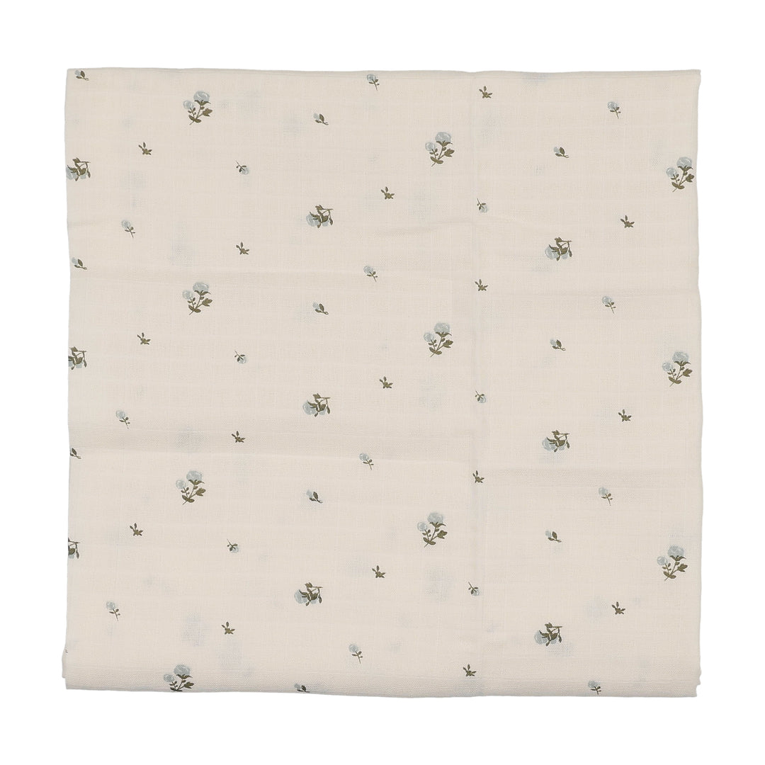 swaddle floral print - cream/blue