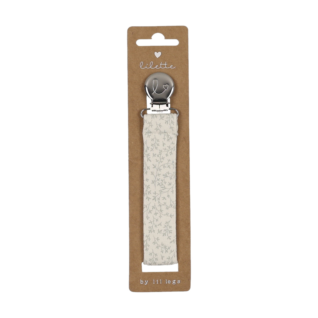 pacifier clip printed - cream/blue