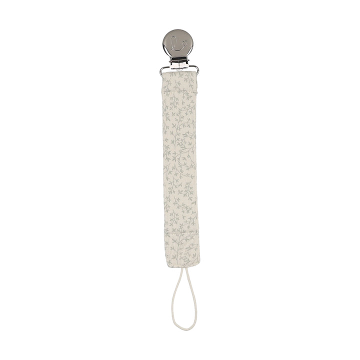 pacifier clip printed - cream/blue