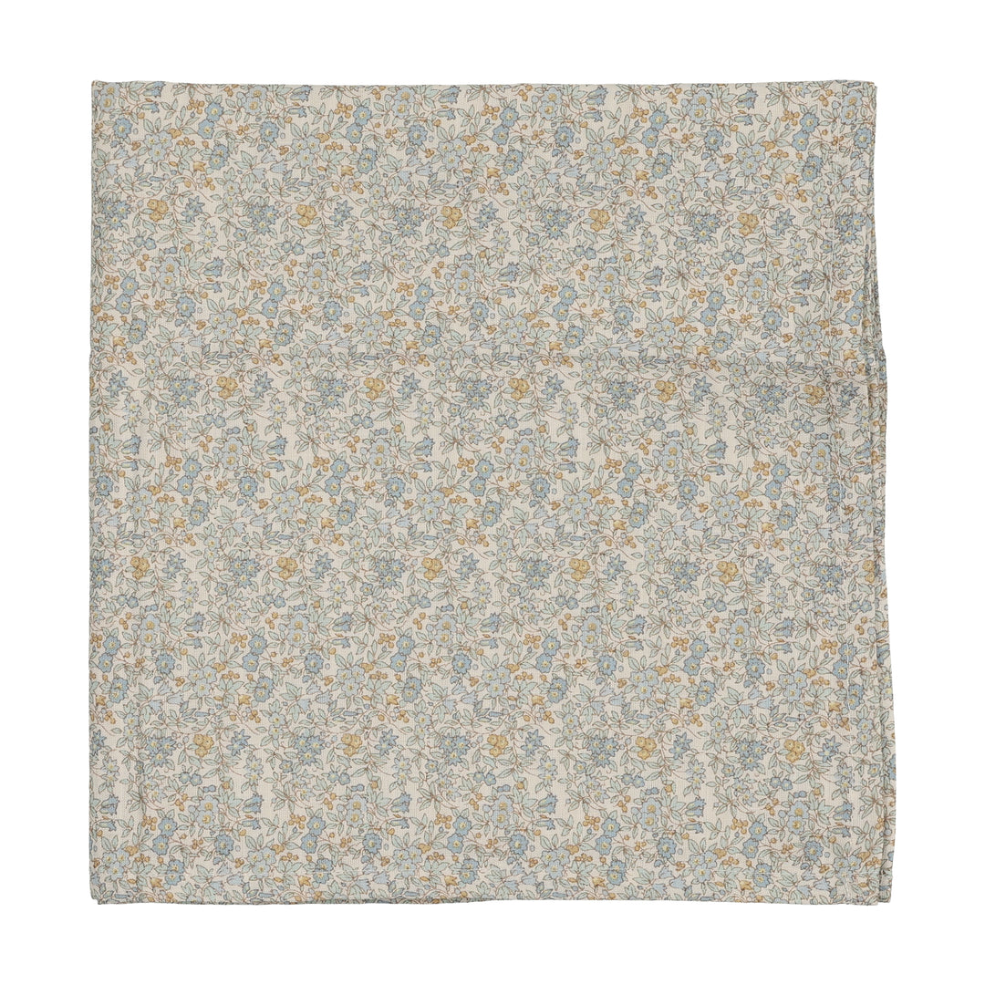 swaddle liberty print muslin - cream/blue