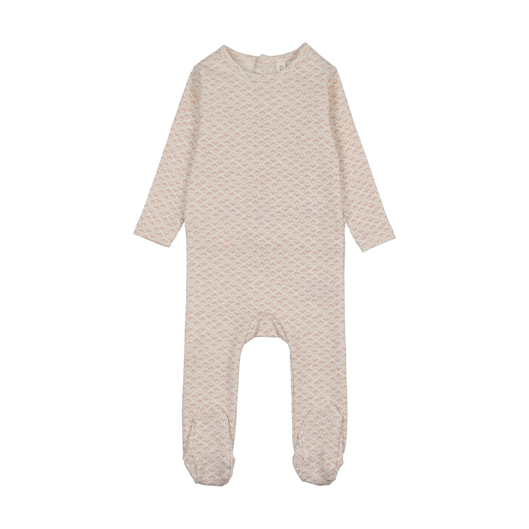 footie mini flora - cream/mauve