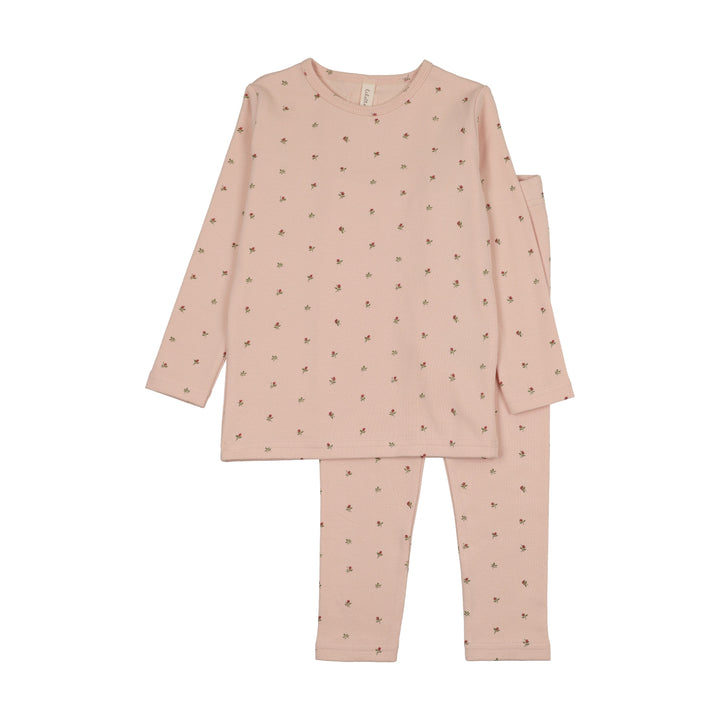 pajamas bitsy floral top and pants - pale pink