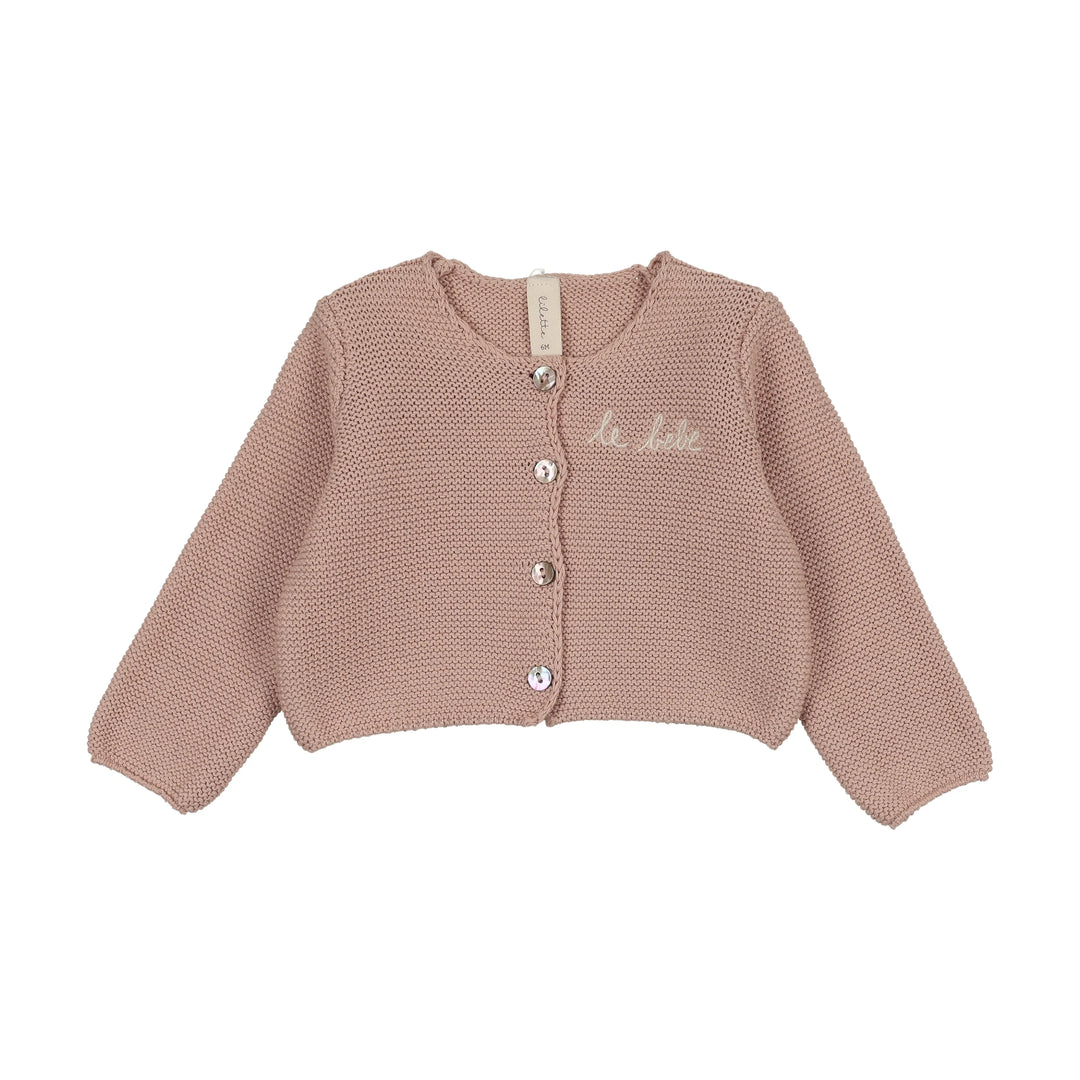 top l/s le bebe knit cardigan - dusty pink