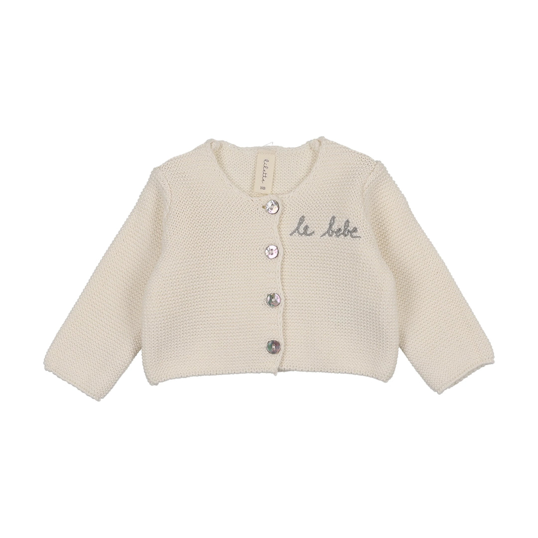 top l/s le bebe knit cardigan - cream/blue