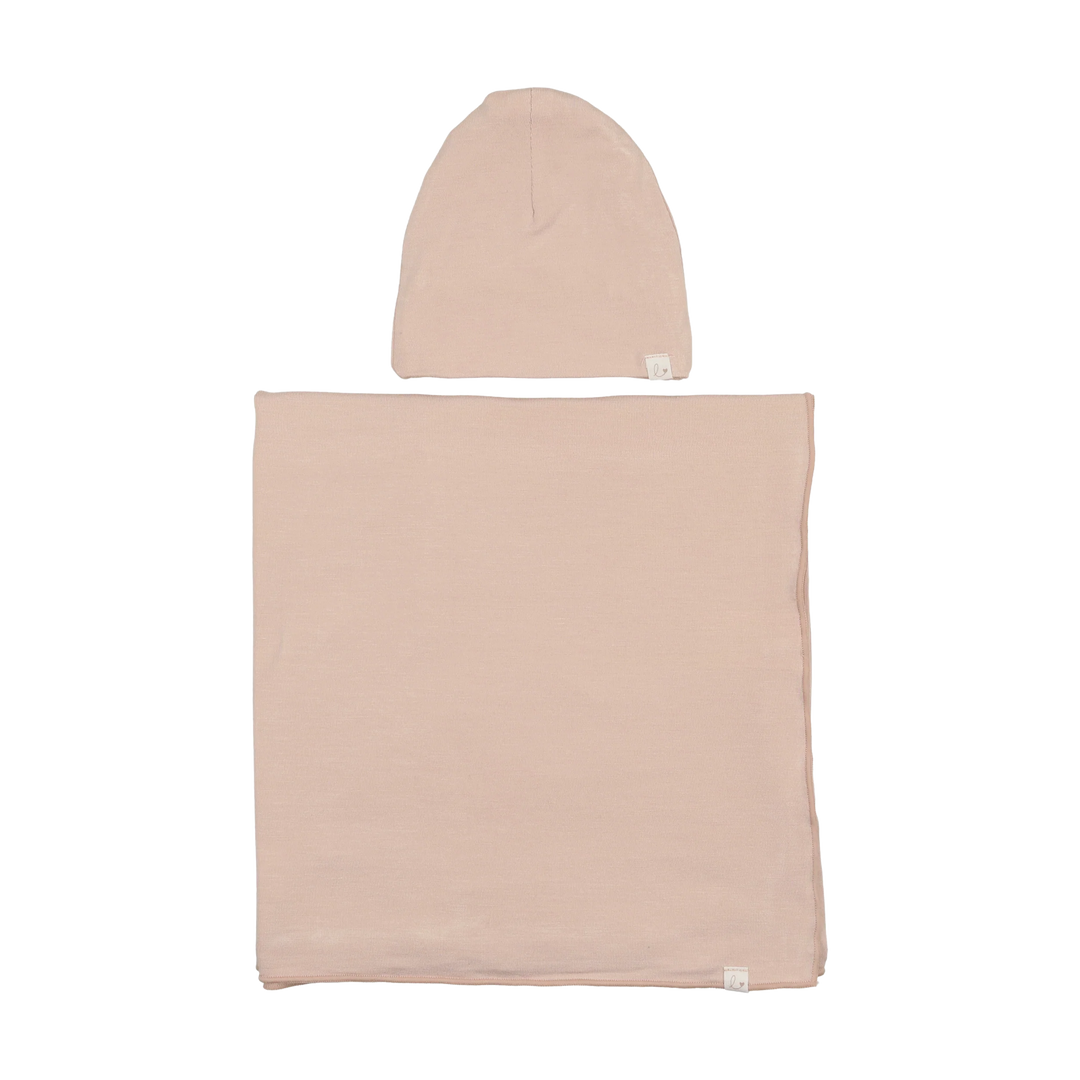 swaddle bamboo with beanie - dusty pink