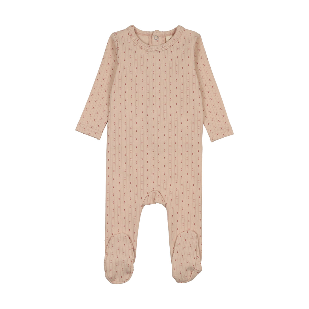 footie gem striped - dusty pink