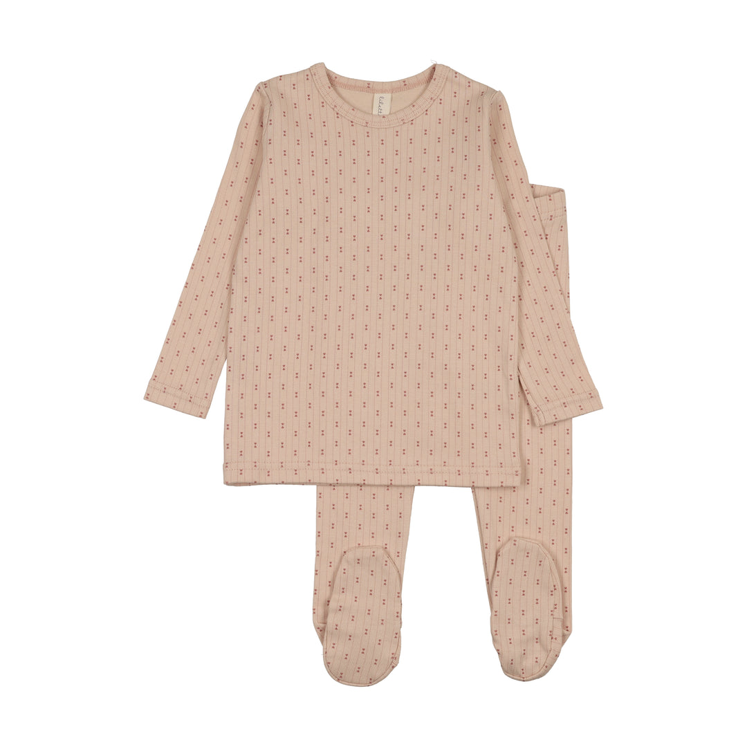 pajamas gem striped top and pants - dusty pink