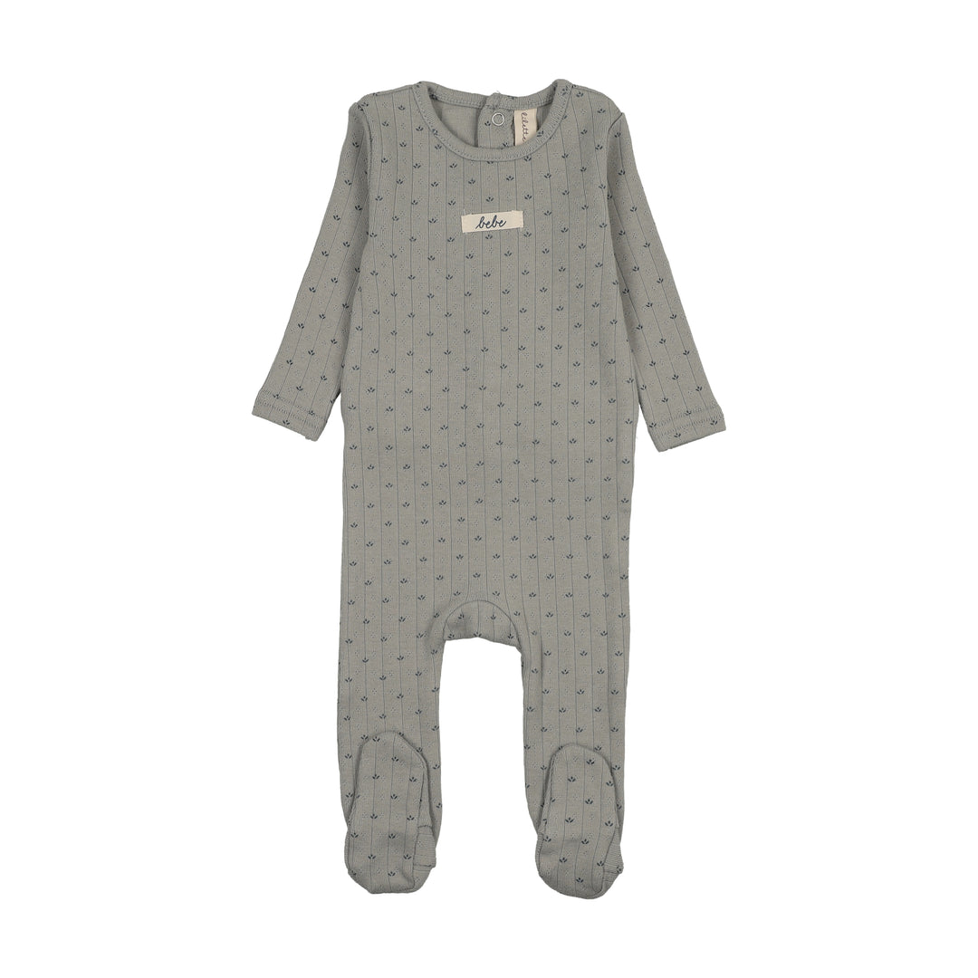 footie floret print pointelle - light blue