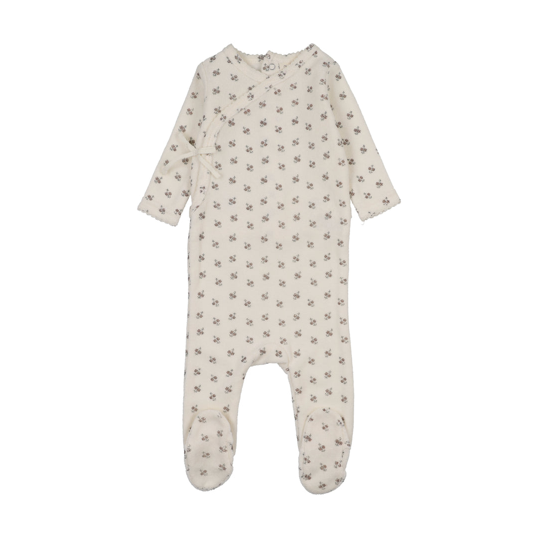 footie terry wrap - cream/blue