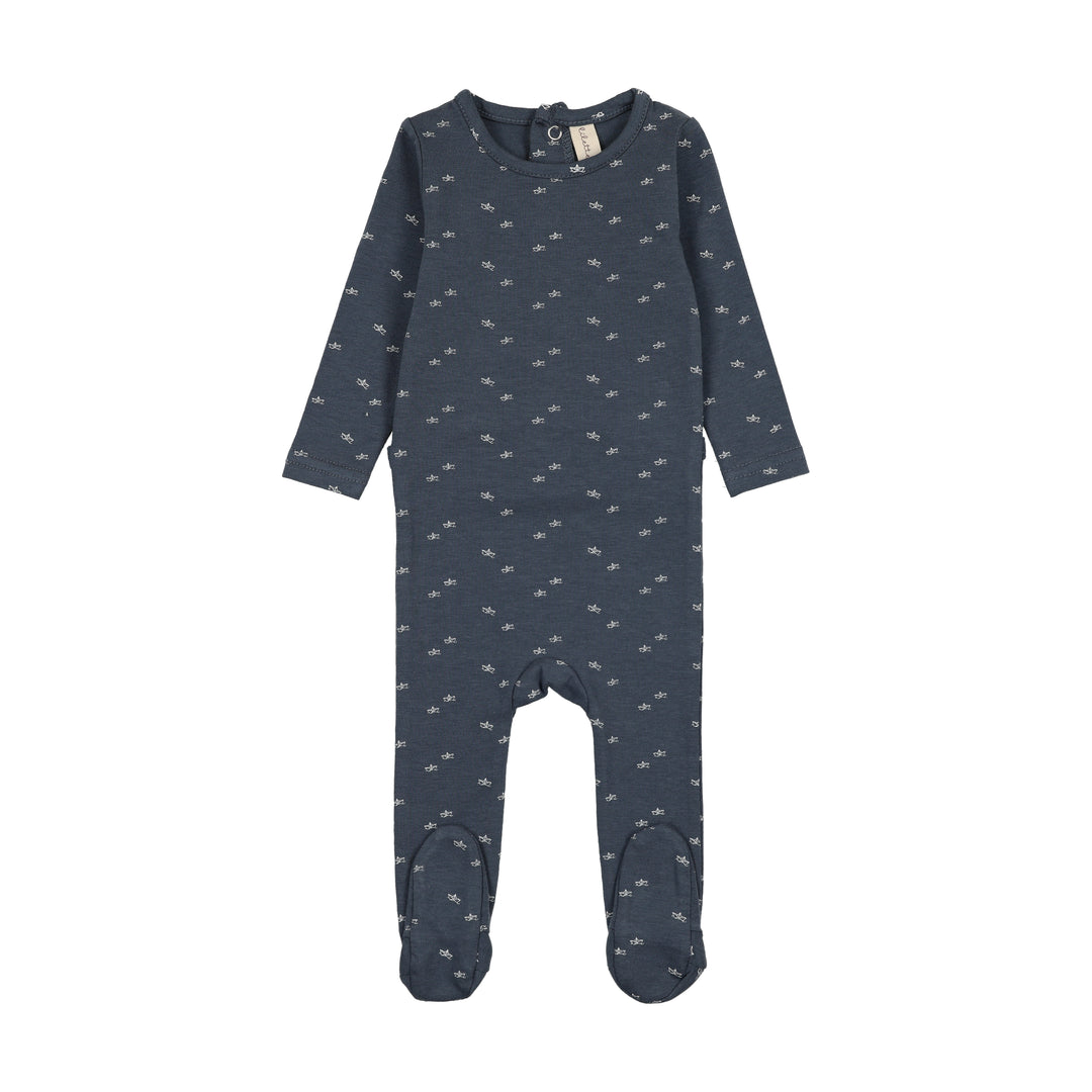 footie paper boat print - off navy