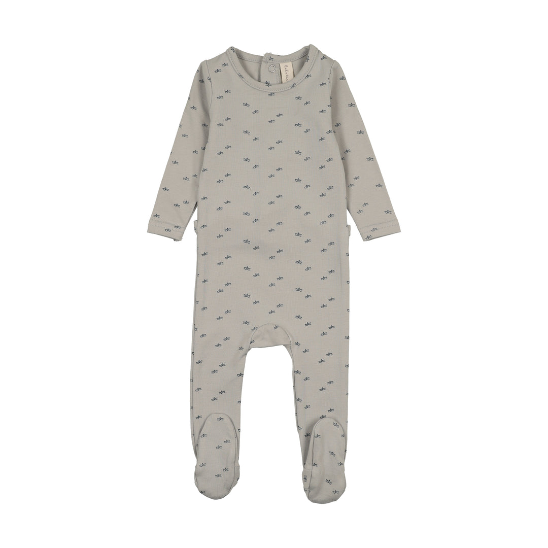 footie paper boat print - pale blue