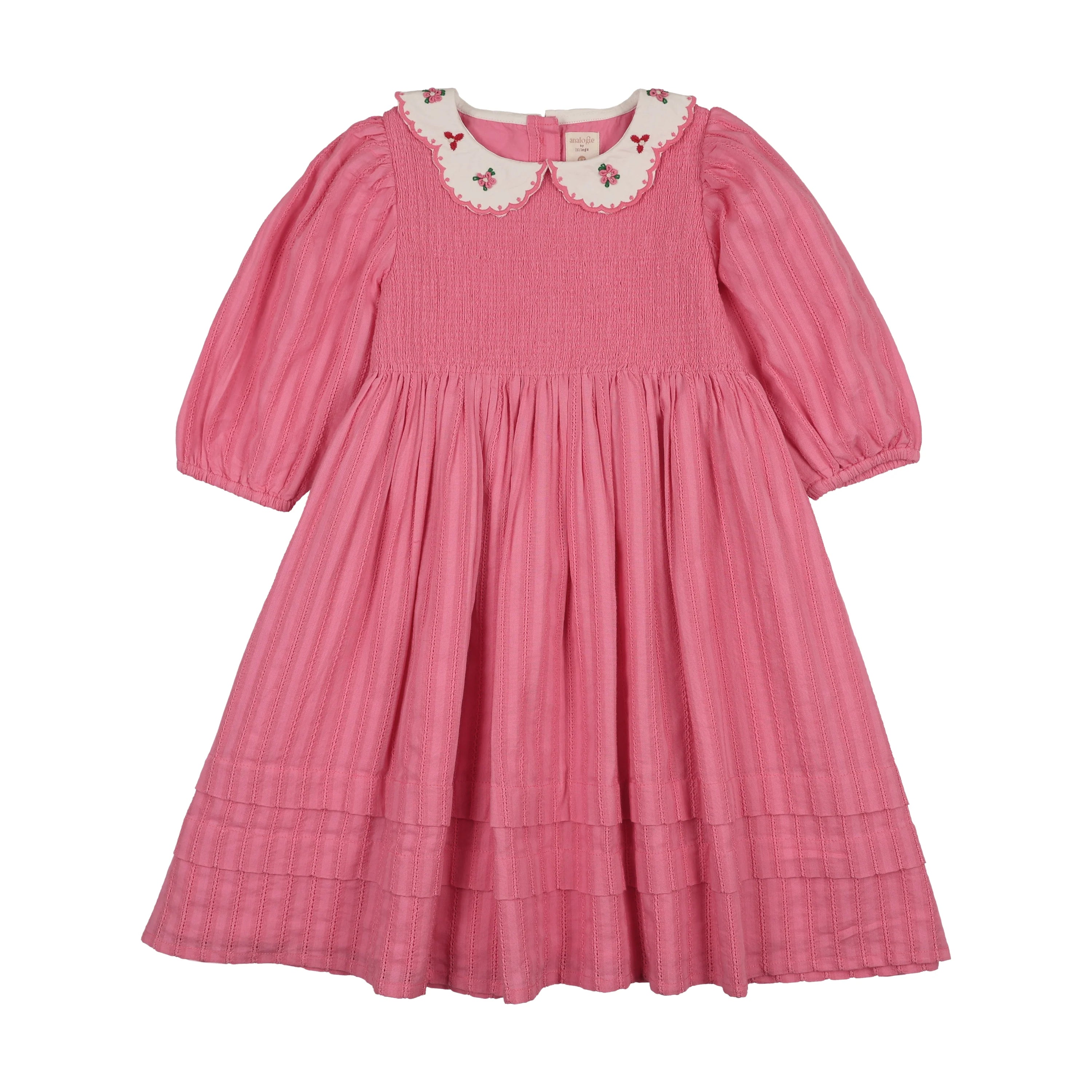 pink long sleeve dress with peter pan collar dress downtown with scalloped collar