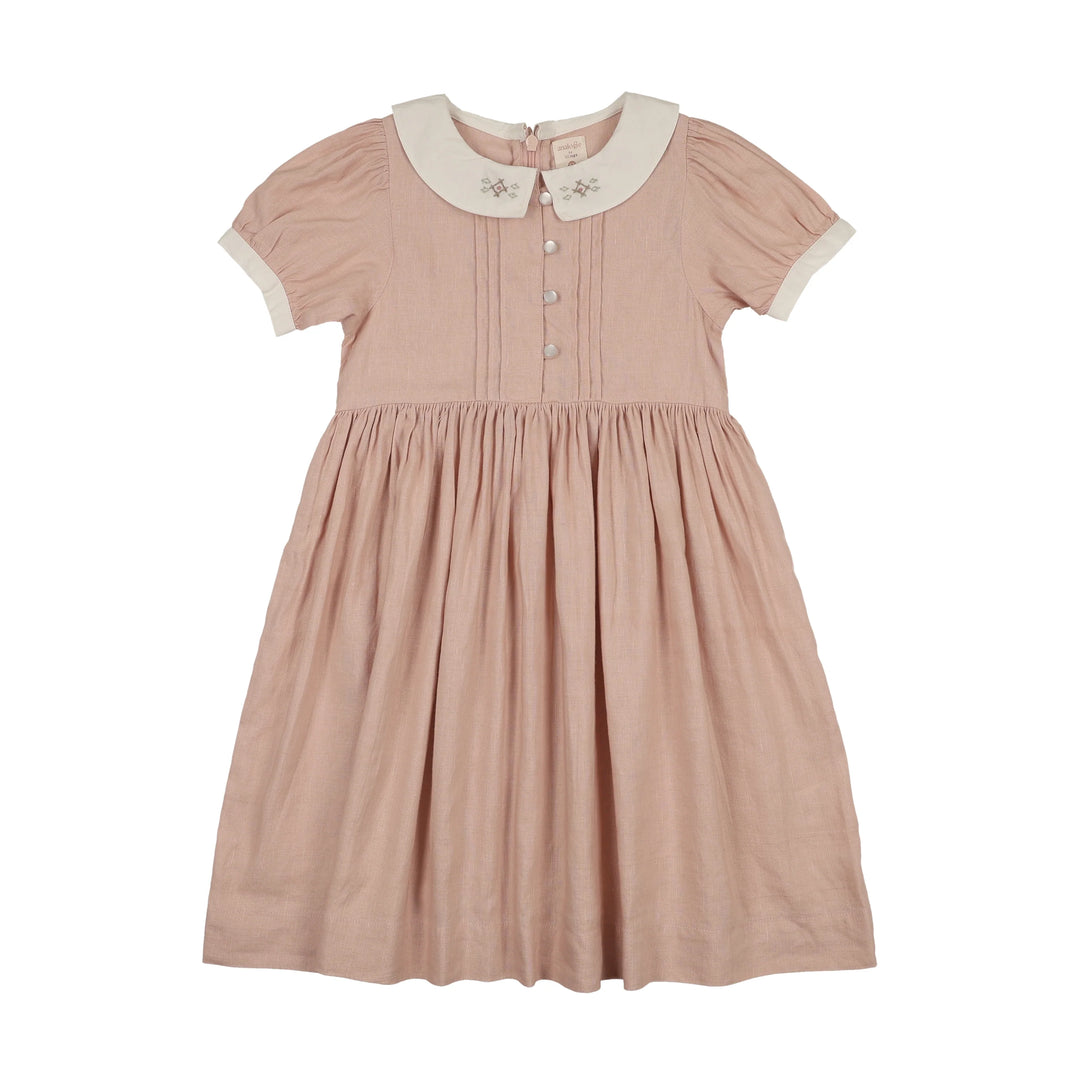 dress s/s pintuck collared - bud pink