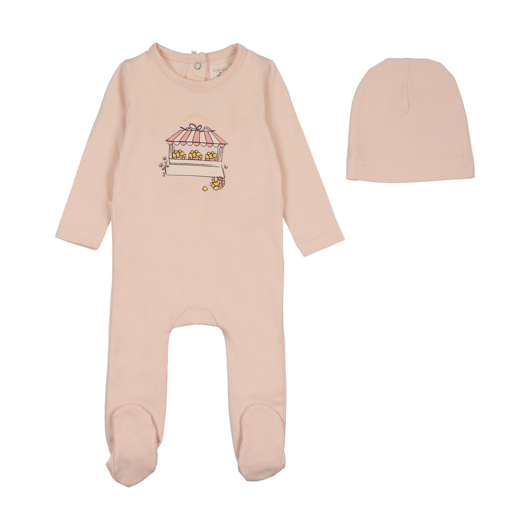 footie lemon stand with hat - cloud pink
