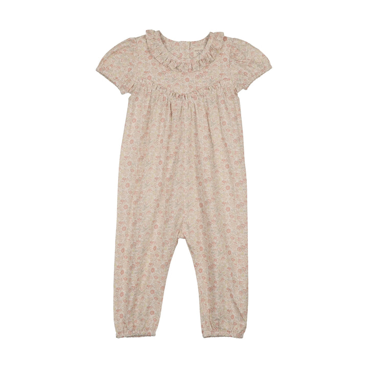 one piece sunny blossoms long romper - bud pink
