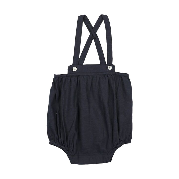 one piece linen suspender bubble - navy