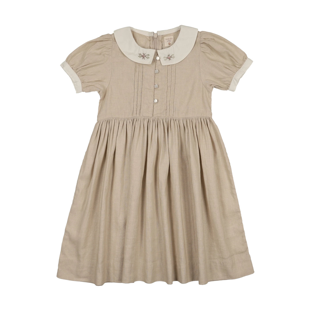 dress s/s pintuck collared - camel