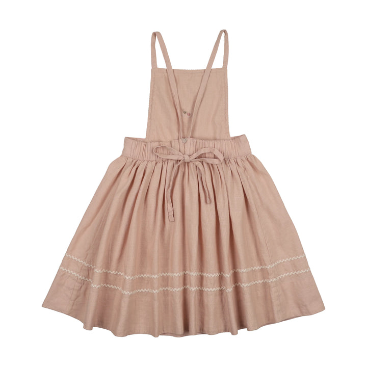 dress embroidered linen jumper - bud pink