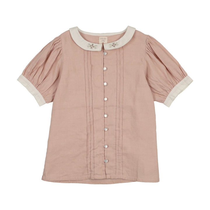 shirt s/s pintuck collared blouse - bud pink
