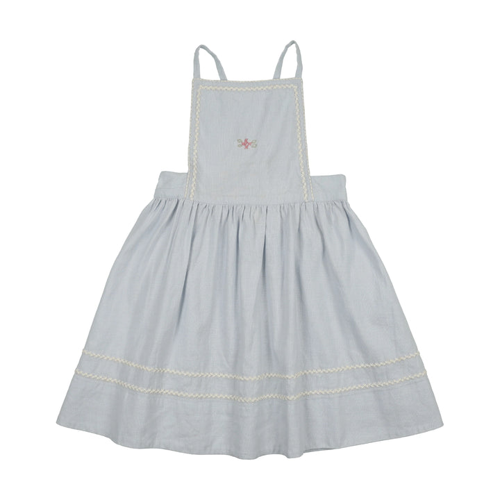 dress embroidered linen jumper - clear blue
