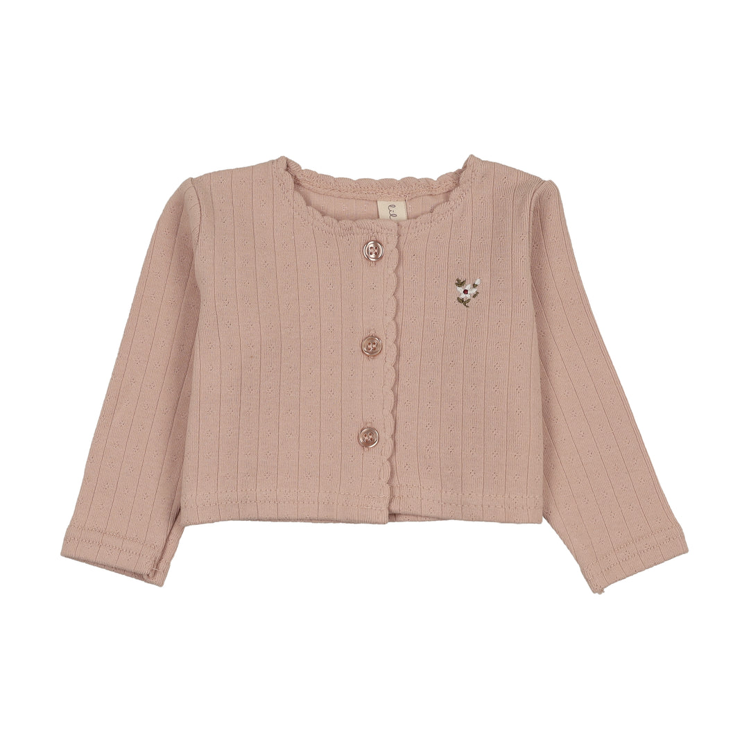 top l/s floret knit cardigan - dusty pink