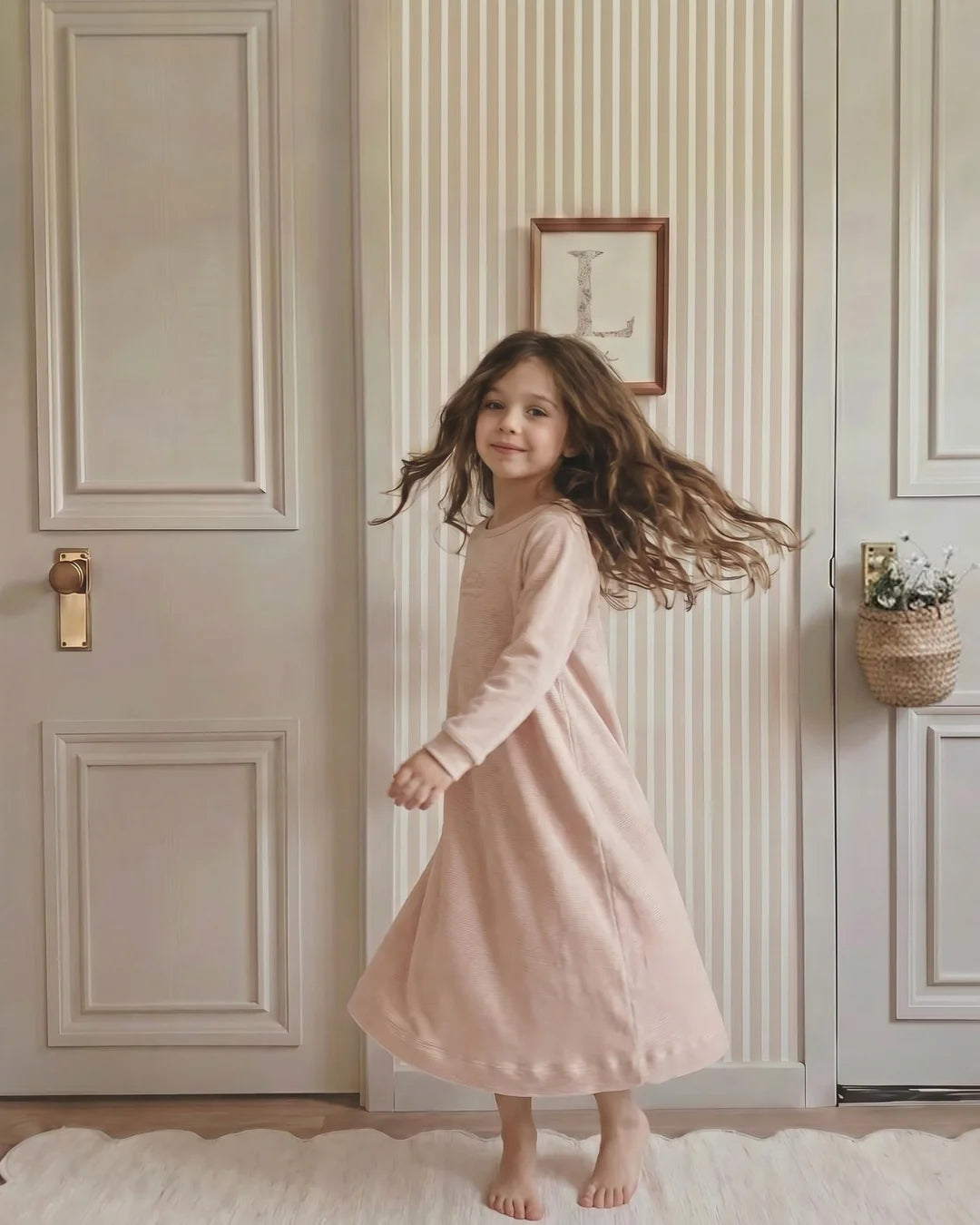 nightgown velour - pink stripe
