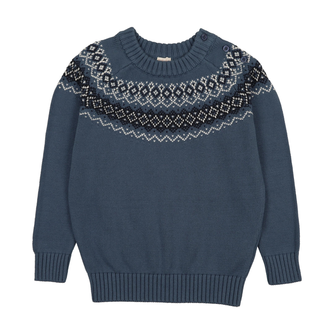 top l/s heirloom knit sweater - dried blue