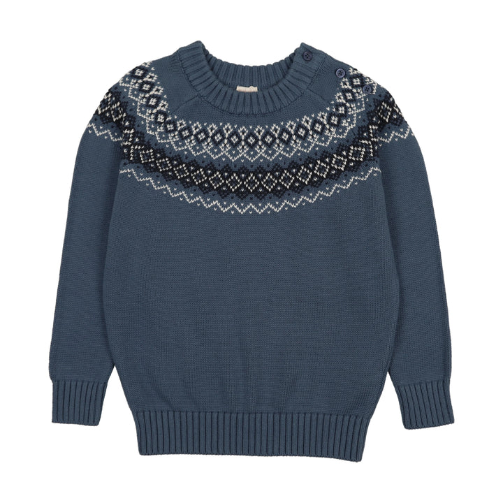 top l/s heirloom knit sweater - dried blue