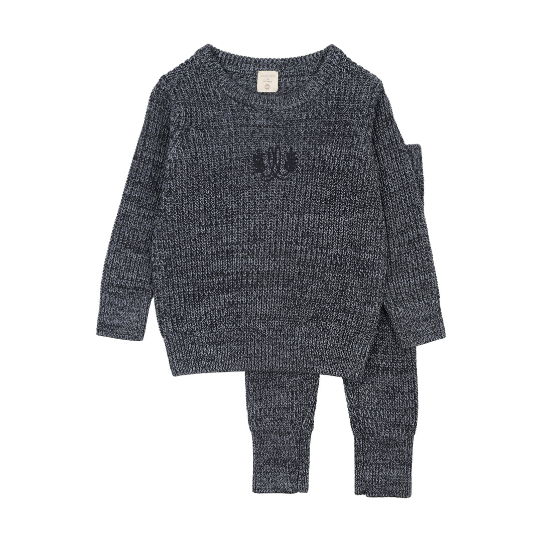 set outfit marled knit sweater and pants - navy