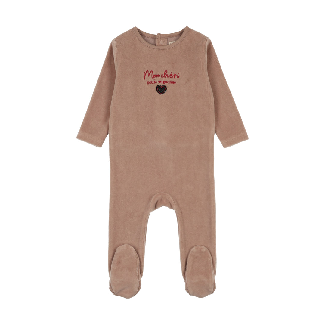 footie velour mon cheri - dried rose